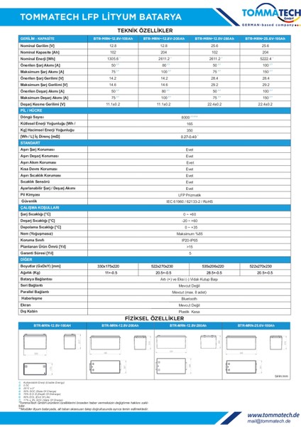 12.8 V 280 Ah Marin Bluetooth Lityum Batarya