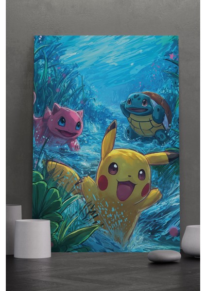 Pikachu ve Arkadaşları Kanvas Tablo