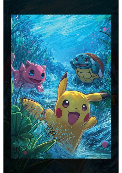 Pikachu ve Arkadaşları Kanvas Tablo