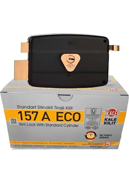 4 Adet Kale 157A Eco 70MM Standart Silindirli Trajlı Kilit Siyah