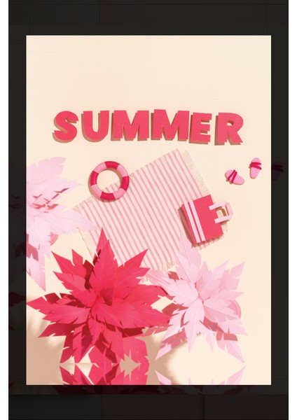 Summer Pembe Plaj Kanvas Tablo fiyatları