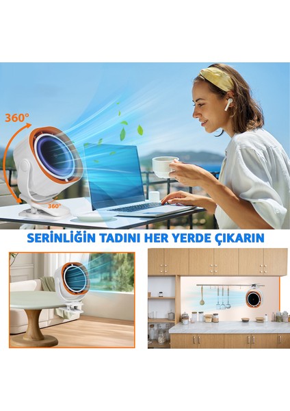 Dijital Göstergeli Dokunmatik Klipsli Fan Vantilatör - Güçlü ve Sessiz Motor - 360° Klipsli Fan - Kompakt Tasarım - Serinletici Klima Fan