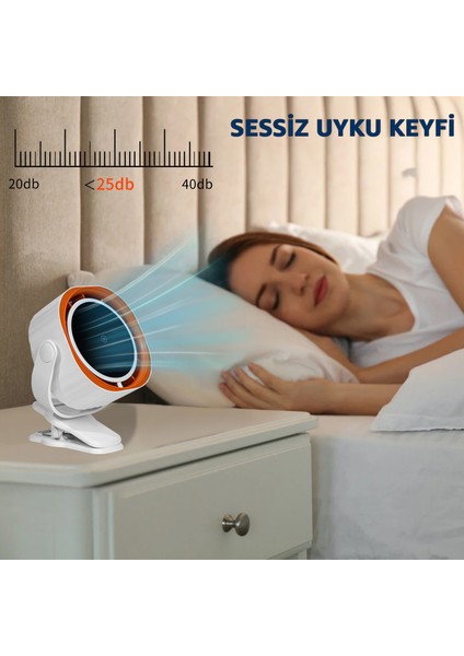 Dijital Göstergeli Dokunmatik Klipsli Fan Vantilatör - Güçlü ve Sessiz Motor - 360° Klipsli Fan - Kompakt Tasarım - Serinletici Klima Fan
