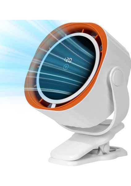 Dijital Göstergeli Dokunmatik Klipsli Fan Vantilatör - Güçlü ve Sessiz Motor - 360° Klipsli Fan - Kompakt Tasarım - Serinletici Klima Fan