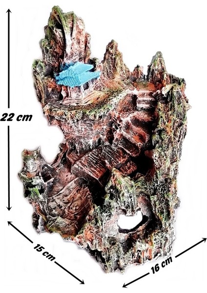 Şatolu Kaya Akvaryum Dekoru 22 cm modelleri