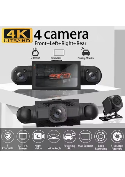 4K & 1080P Ultra Hd 4 Kameralı Hafıza Kartına Kayıtlı Hareket Algılamalı Araç Kamerası fiyatları