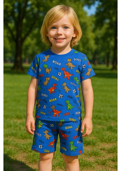 Erkek Çocuk Takım I Renkli Canlı Baskılı Pamuklu Tişört I Rahat Kısa Kollu Yazlık Tişört & Şort I
