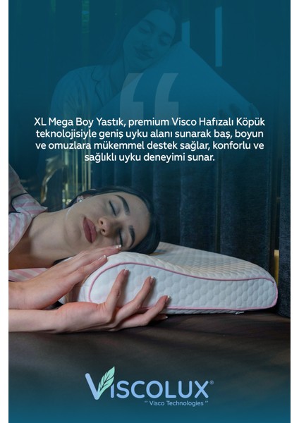 Xl Mega Boy Ortopedik Yastık - Boyun Destekli Visco Yastık 60X40X11/8 Pembe fırsatları