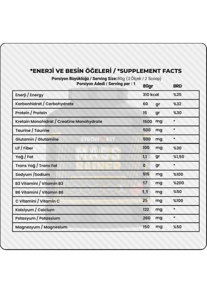 Mass Gainer 3600Gr Yüksek Protein Değerli, Kreatin ve Amino Asit Takviyeli modelleri