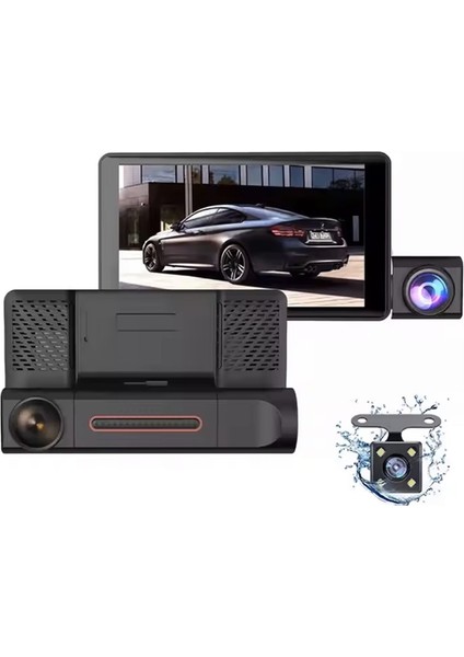 1296P Full Hd 3 Kameralı Hafıza Kartına Kayıtlı Hareket Algılamalı Araç Kamerası. fiyatları