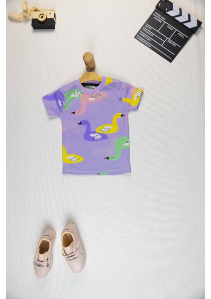 Kız Çocuk Takım I Yazlık Takım Renkli Baskılı Pamuklu Tişört & Şort Takım I Rahat Yazlık Takım fiyatları