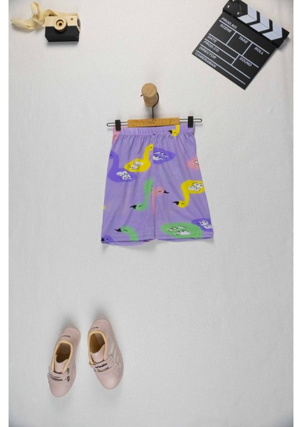 Kız Çocuk Takım I Yazlık Takım Renkli Baskılı Pamuklu Tişört & Şort Takım I Rahat Yazlık Takım fırsatları