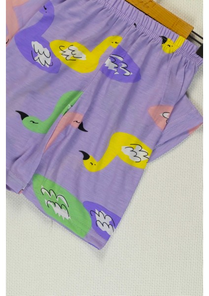 Kız Çocuk Takım I Yazlık Takım Renkli Baskılı Pamuklu Tişört & Şort Takım I Rahat Yazlık Takım indirimleri