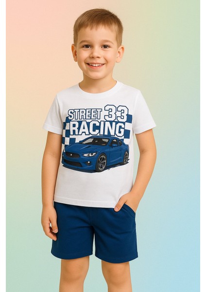 Erkek Çocuk Karakter Baskılı Şortlu Takım - Pamuklu, Cepli, Lastikli Bel - Yazlık Çocuk Takım