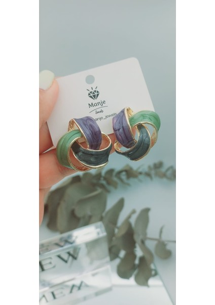 Yumak Küpe -Mor ve Yeşil Renkler