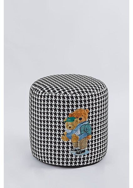 Siyah Beyaz Resimli 40*40 Yuvarlak Puf fiyatları