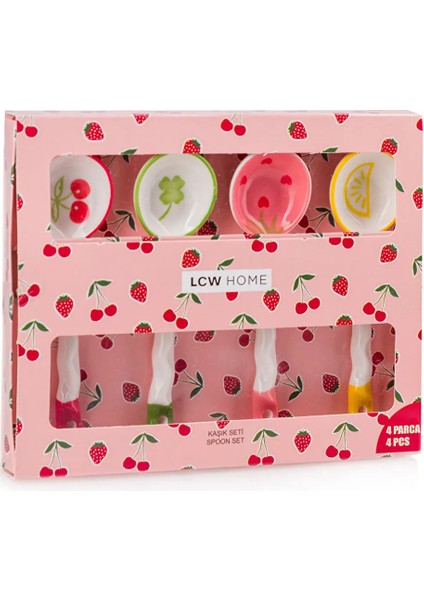 Karışık 4 Parça Baskılı Seramik Kaşık Seti fırsatları