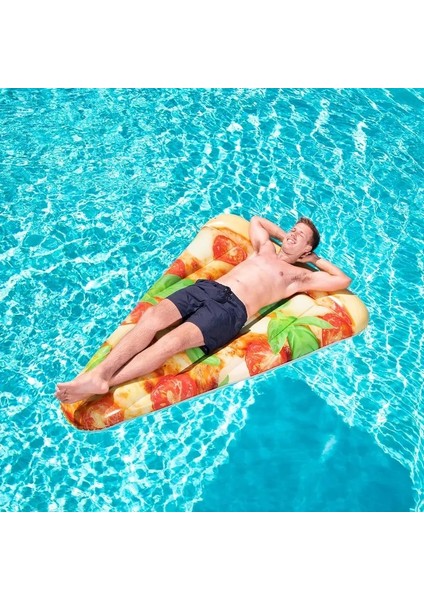 188X130 cm Pizza Dilimi Şişme Deniz Yatağı - Lezzetli Tasarım Yüzme Matı