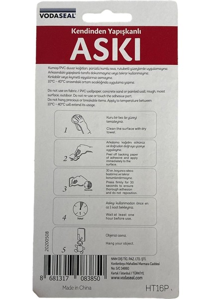 Kendinden Yapışkanlı Kare Krom 2li Askı Vodaseal fiyatları