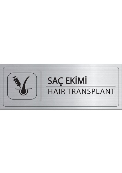 Saç Ekimi Isimlik Gümüş Metal Kapı Isimliği Levhası Yönlendirme Tabelası