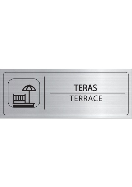 Teras Isimlik Gümüş Metal Kapı Isimliği Levhası Yönlendirme Tabelası