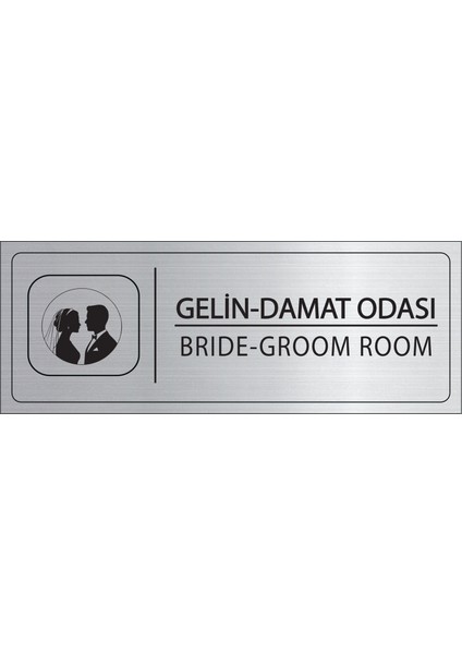 Gelin Damat Odası Isimlik Gümüş Metal Kapı Isimliği Levhası Yönlendirme Tabelası