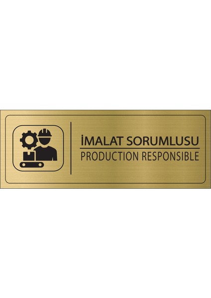 Imalat Sorumlusu Isimlik Altın Metal Kapı Isimliği Levhası Yönlendirme Tabelası