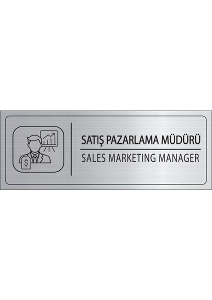 Satış Pazarlama Müdürü Isimlik Gümüş Metal Kapı Isimliği Levhası Yönlendirme Tabelası