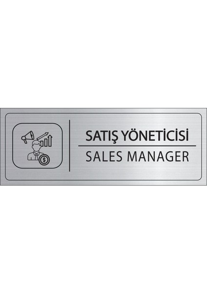 Satış Yöneticisi Isimlik Gümüş Metal Kapı Isimliği Levhası Yönlendirme Tabelası