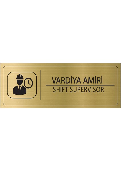 Vardiya Amiri Isimlik Altın Metal Kapı Isimliği Levhası Yönlendirme Tabelası