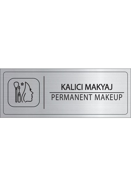 Kalıcı Makyaj Isimlik Gümüş Metal Kapı Isimliği Levhası Yönlendirme Tabelası