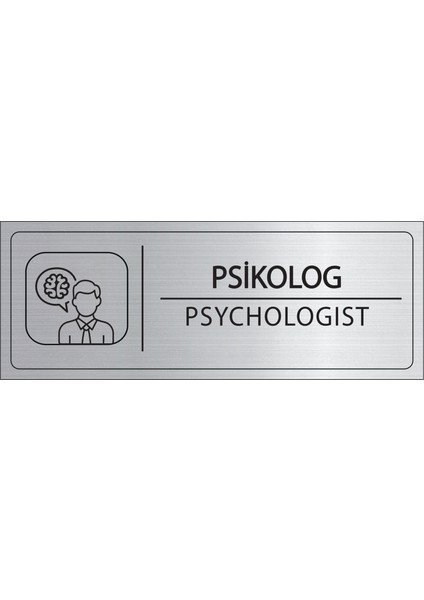 Psikolog Isimlik Gümüş Metal Kapı Isimliği Levhası Yönlendirme Tabelası