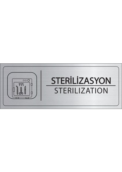 Sterilizasyon Isimlik Gümüş Metal Kapı Isimliği Levhası Yönlendirme Tabelası
