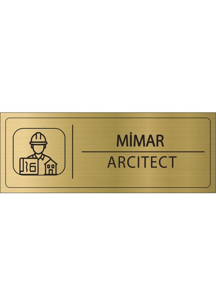 Mimar Isimlik Altın Metal Kapı Isimliği Levhası Yönlendirme Tabelası