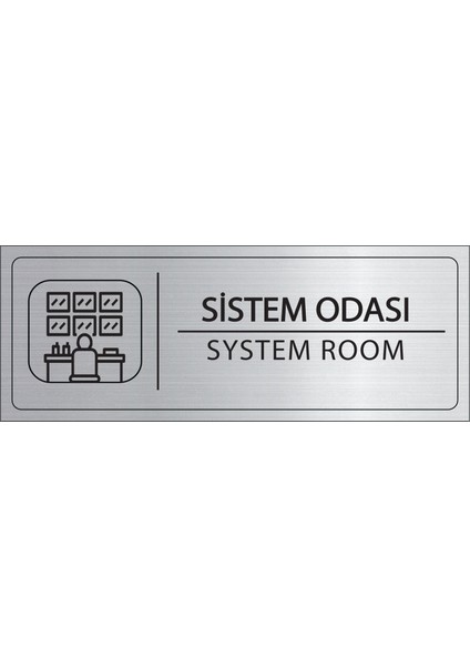 Sistem Odası Isimlik Gümüş Metal Kapı Isimliği Levhası Yönlendirme Tabelası