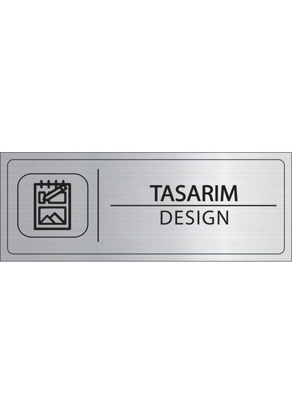 Tasarım Isimlik Gümüş Metal Kapı Isimliği Levhası Yönlendirme Tabelası