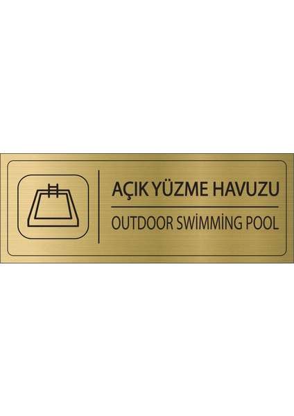 Açık Yüzme Havuzu Isimlik Altın Metal Kapı Isimliği Levhası Yönlendirme Tabelası