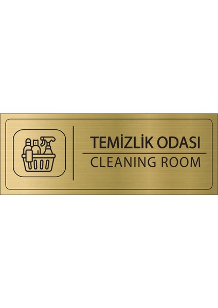 Temizlik Odası Isimlik Altın Metal Kapı Isimliği Levhası Yönlendirme Tabelası