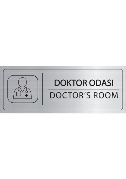 Doktor Odası Isimlik Gümüş Metal Kapı Isimliği Levhası Yönlendirme Tabelası
