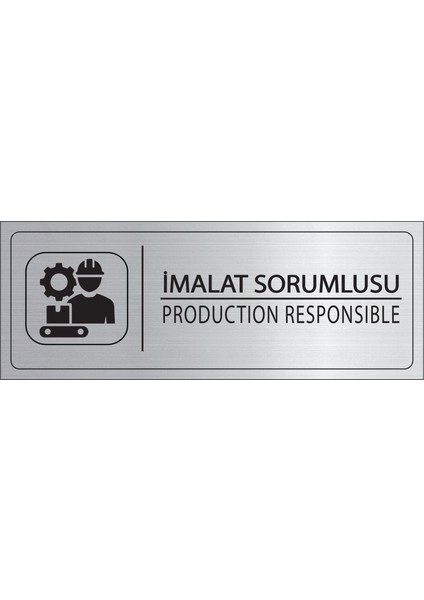 Imalat Sorumlusu Isimlik Gümüş Metal Kapı Isimliği Levhası Yönlendirme Tabelası