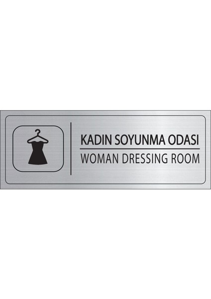 Kadın Soyunma Odası Isimlik Gümüş Metal Kapı Isimliği Levhası Yönlendirme Tabelası
