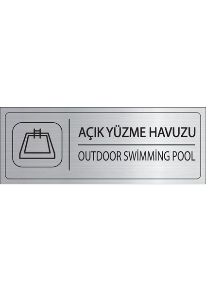 Açık Yüzme Havuzu Isimlik Gümüş Metal Kapı Isimliği Levhası Yönlendirme Tabelası