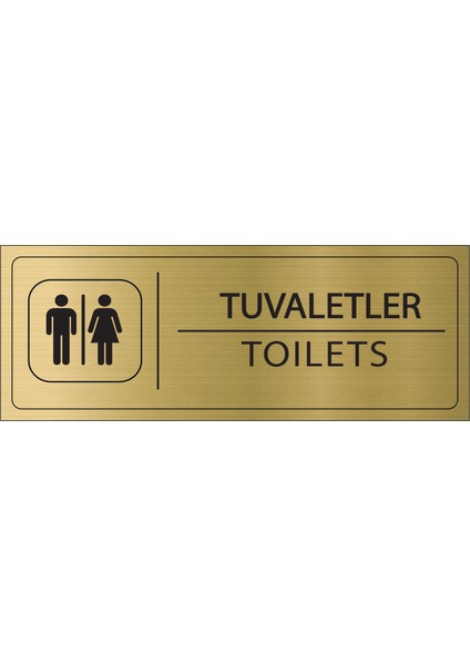 Tuvaletler Isimlik Altın Metal Kapı Isimliği Levhası Yönlendirme Tabelası