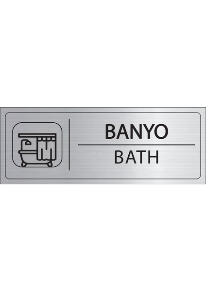 Banyo Isimlik Gümüş Metal Kapı Isimliği Levhası Yönlendirme Tabelası