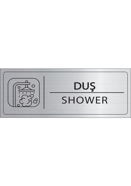 Duş Isimlik Gümüş Metal Kapı Isimliği Levhası Yönlendirme Tabelası