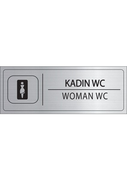 Kadın Wc Isimlik Gümüş Metal Kapı Isimliği Levhası Yönlendirme Tabelası