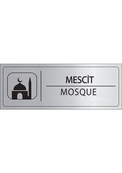 Mescit Isimlik Gümüş Metal Kapı Isimliği Levhası Yönlendirme Tabelası
