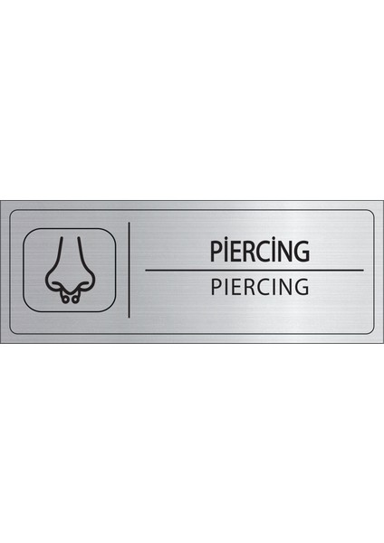 Piercing Isimlik Gümüş Metal Kapı Isimliği Levhası Yönlendirme Tabelası