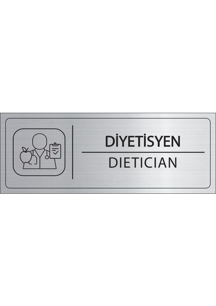 Diyetisyen Isimlik Gümüş Metal Kapı Isimliği Levhası Yönlendirme Tabelası