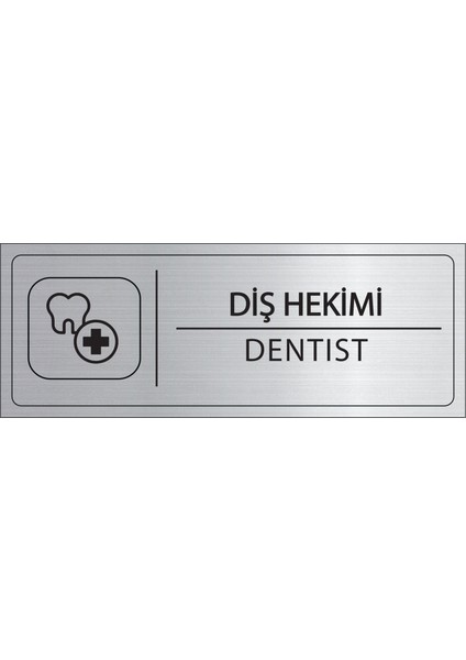 Diş Hekimi Isimlik Gümüş Metal Kapı Isimliği Levhası Yönlendirme Tabelası